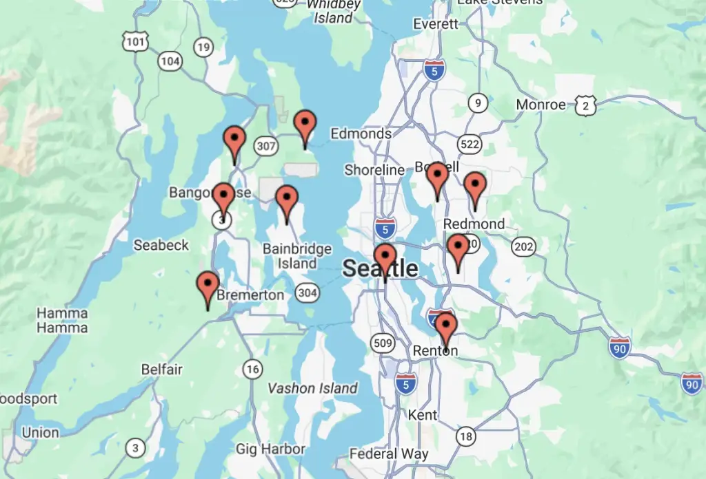 Service Areas map